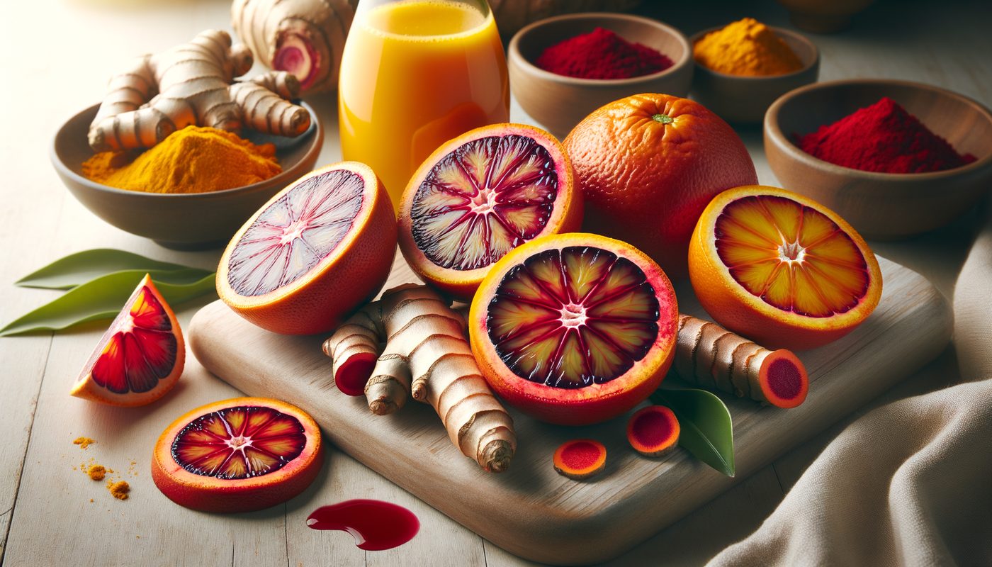 Blood orange and turmeric ingredients